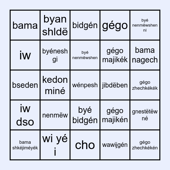 COMMANDS NISH Bingo Card