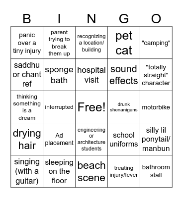 Thai Drama Bingo Card