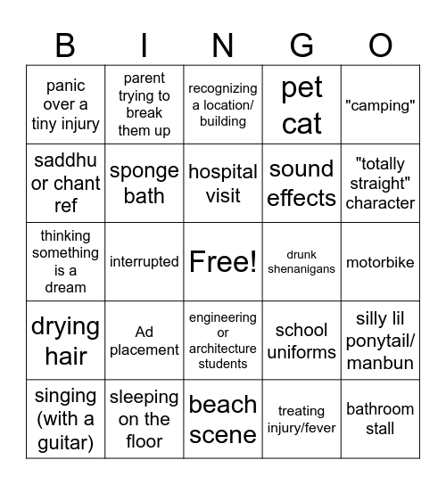 Thai Drama Bingo Card