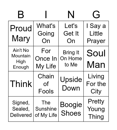 Motown Hour Bingo Card