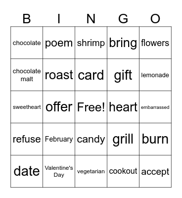 Valentine's Bingo Card