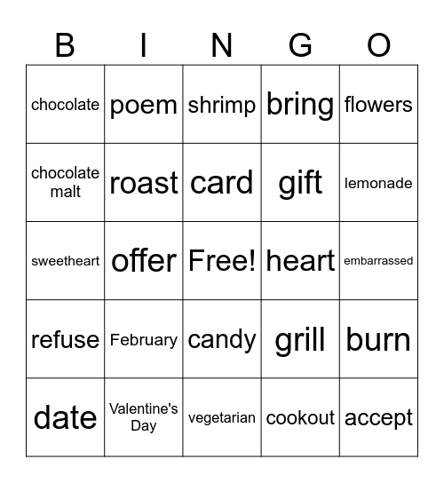 Valentine's Bingo Card