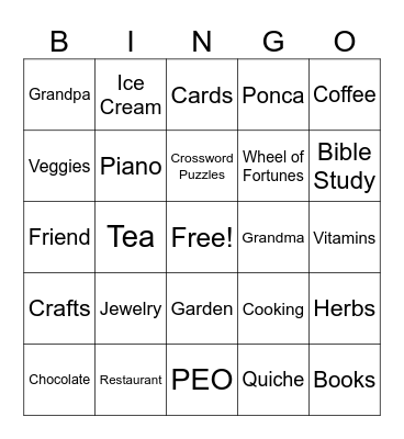 Grandma's 90th Birthday BINGO Card
