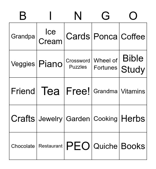 Grandma's 90th Birthday BINGO Card