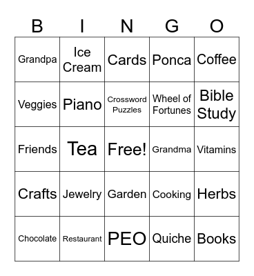 Grandma's 90th Birthday BINGO Card