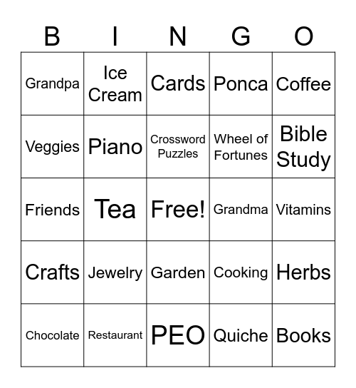 Grandma's 90th Birthday BINGO Card