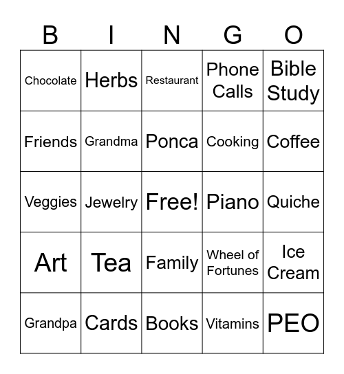 Grandma's 90th Birthday BINGO Card