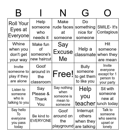 Let's ALL Get Along Bingo Card