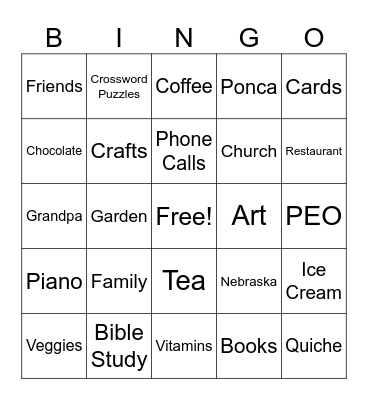 Grandma's 90th Birthday BINGO Card