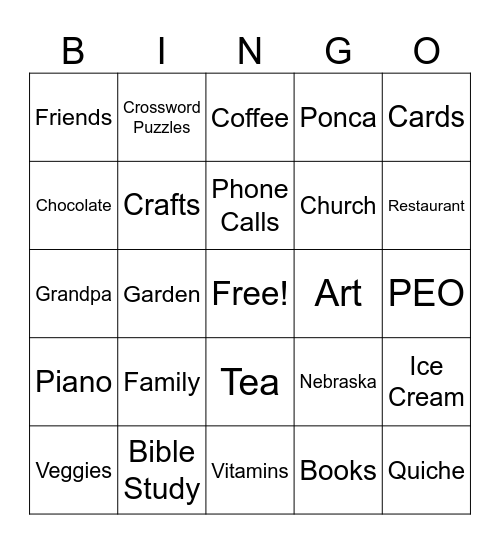 Grandma's 90th Birthday BINGO Card