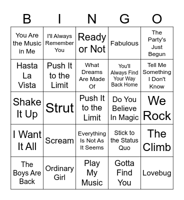 DCOM HITS Bingo Card