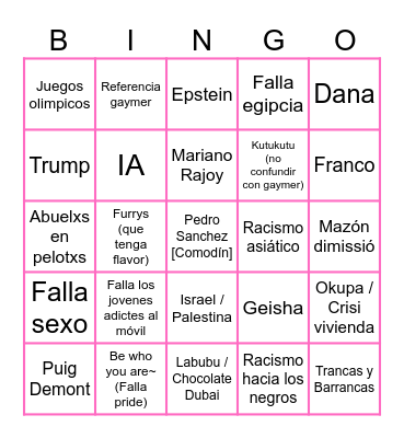 Faias 2026 Bingo Card