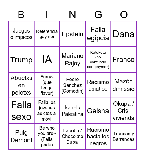 Faias 2026 Bingo Card