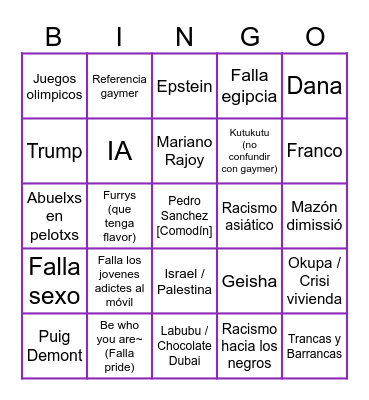 Faias 2026 Bingo Card