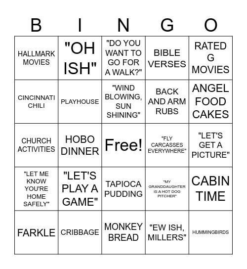 ~MOM~GRANDMA~GREAT GRANDMA~ Bingo Card