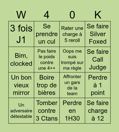 Bingo Calais 40K Bingo Card