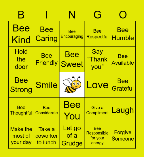 Bee Kind Bingo Card