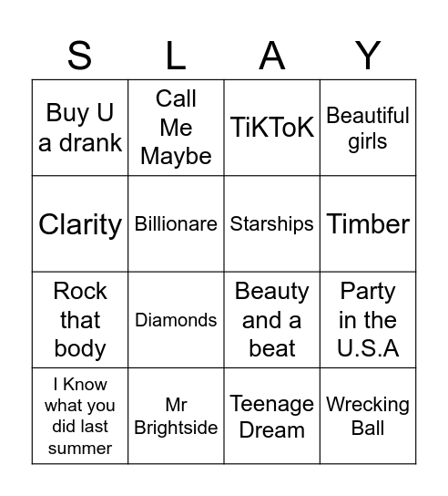 SINGO 2000s Throwbacks Bingo Card