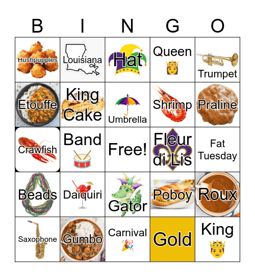 Mardi Gras Bingo Card