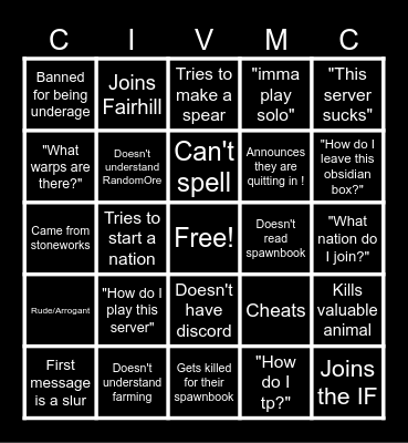 Newfriend Bingo Card