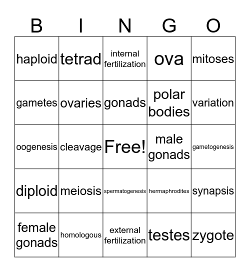 Asexual and sexual reproduction Bingo Card