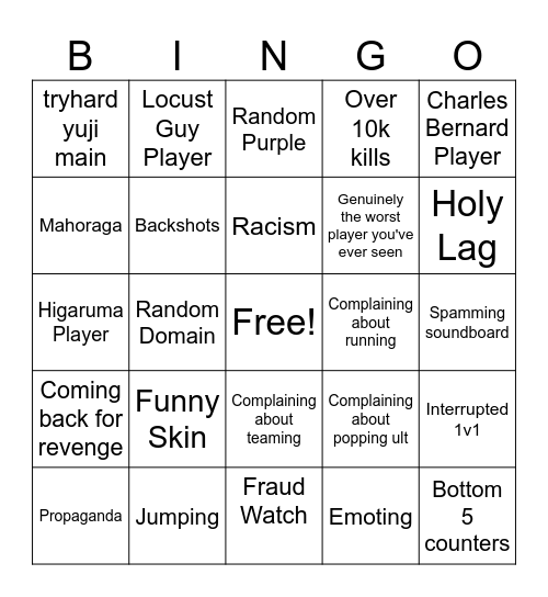 JJS Pub Bingo Card