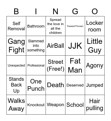 Street Fight Bingo Card