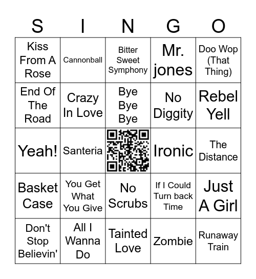 SINGO Bingo Card