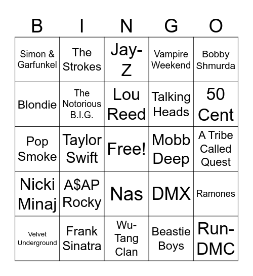 Round 7 - New York Bingo Card