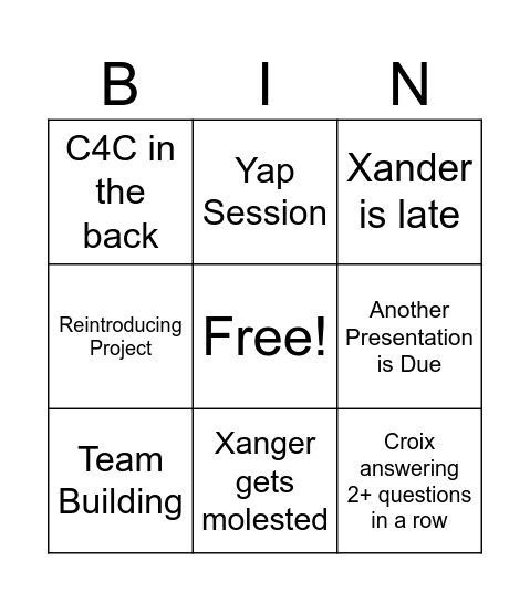 GEEN 1400 Bingo Card