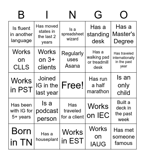 Innovatis Impact Bingo Card