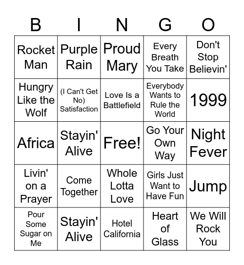 Round 1 - Decades Mashup Bingo Card