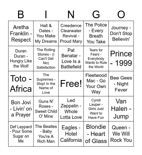 Round 8 - Decades Mashup Bingo Card