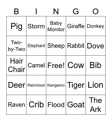Thurman Baby Shower Bingo Card