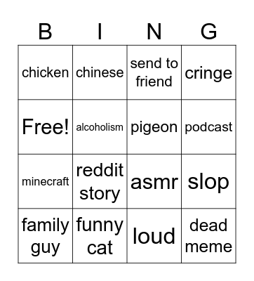 instagram reels Bingo Card
