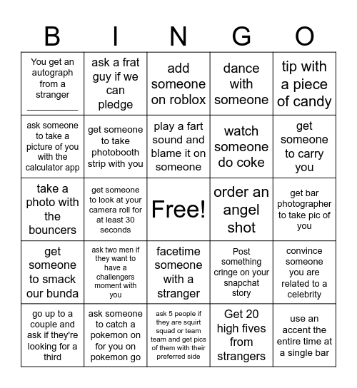 Bar Crawl Bingo! Bingo Card