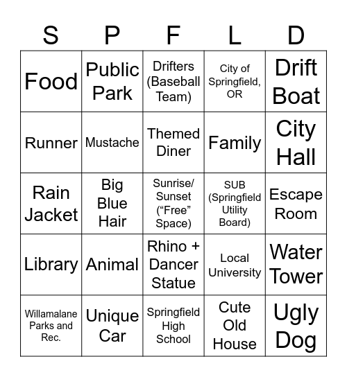 Springfield Bingo Card