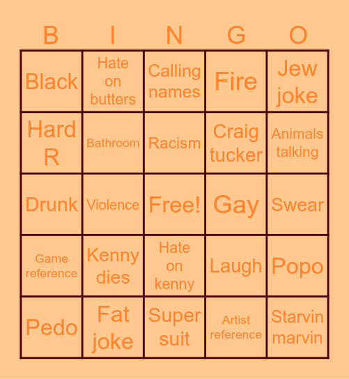 South park Bingo Card