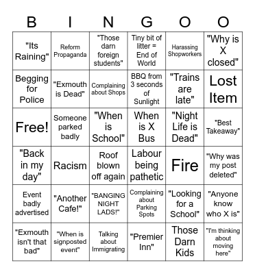 Exmouth Community Bingo Card
