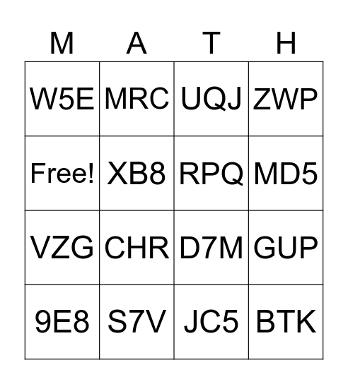 Linear and Non-Linear Equations Bingo Card