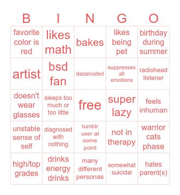 misha bingo Card