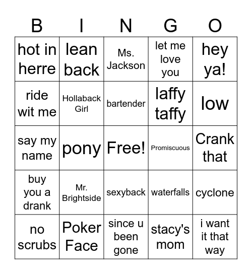 Music Bingo Four Corners Bingo Card