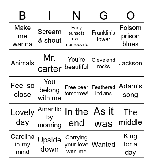 Presidents Day Bingo Card