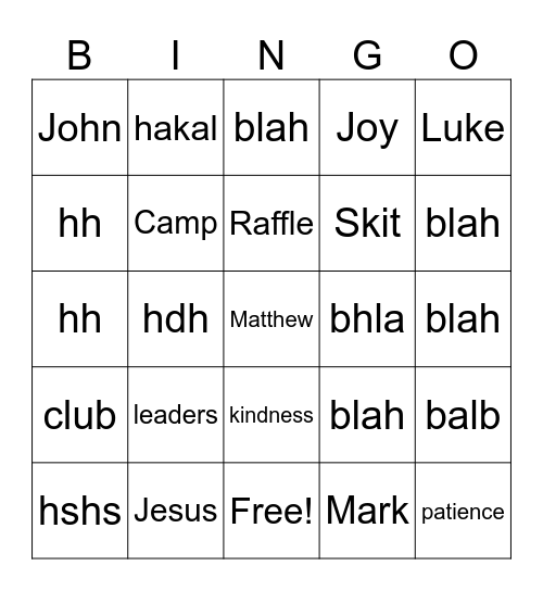 Untitled Bingo Card