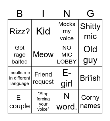 Untitled Bingo Card