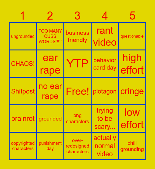 GOanimate bingo! Bingo Card