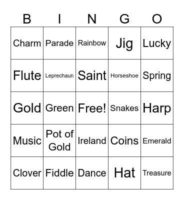 St. Patrick's WH Bingo! Bingo Card