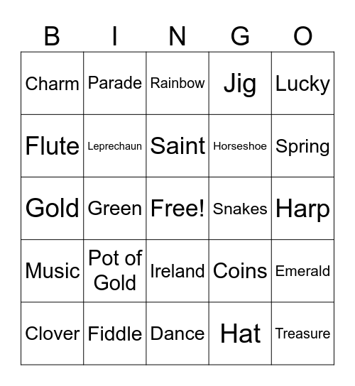 St. Patrick's WH Bingo! Bingo Card
