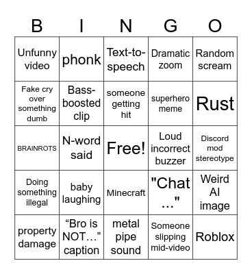 laugh you lose bingo Card