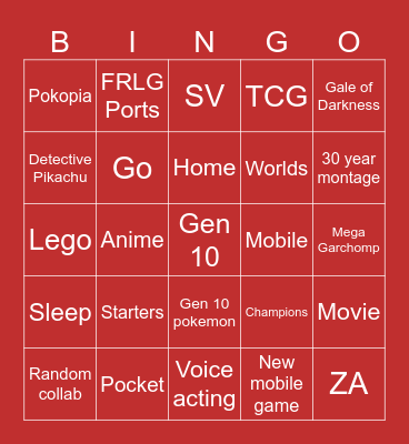 Pokemon day Bingo Card